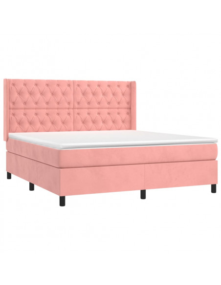 Giroletto a Molle con Materasso Rosa 160x200 cm in Velluto