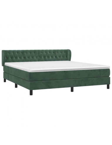 Giroletto a Molle con Materasso Verde Scuro 160x200 cm Velluto