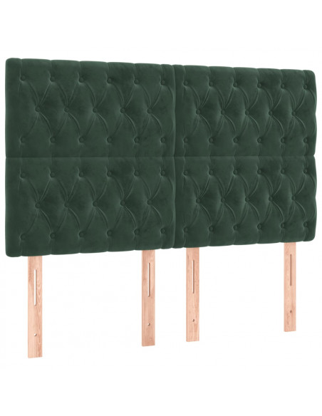 Giroletto a Molle con Materasso Verde Scuro 160x200 cm Velluto