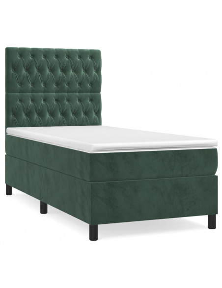 Giroletto a Molle con Materasso Verde Scuro 80x200 cm Velluto