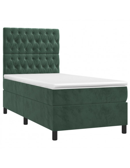 Giroletto a Molle con Materasso Verde Scuro 80x200 cm Velluto