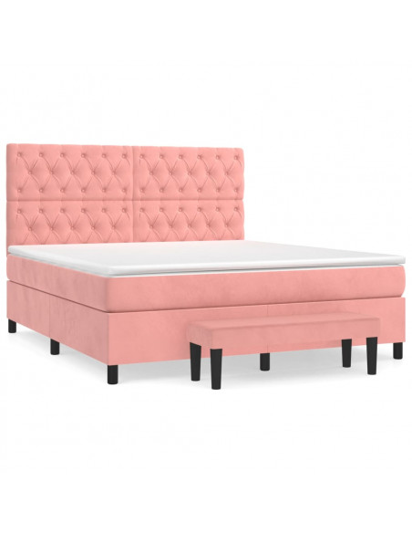Giroletto a Molle con Materasso Rosa 160x200 cm in Velluto