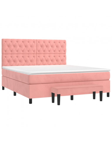 Giroletto a Molle con Materasso Rosa 160x200 cm in Velluto