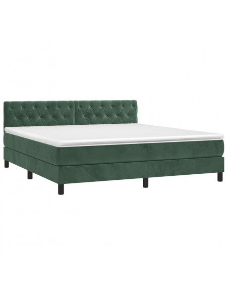Giroletto a Molle con Materasso Verde Scuro 160x200 cm Velluto