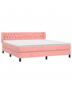 Giroletto a Molle con Materasso Rosa 160x200 cm in Velluto 2