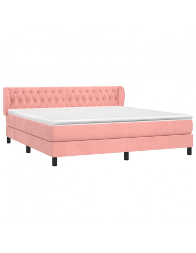 Giroletto a Molle con Materasso Rosa 160x200 cm in Velluto