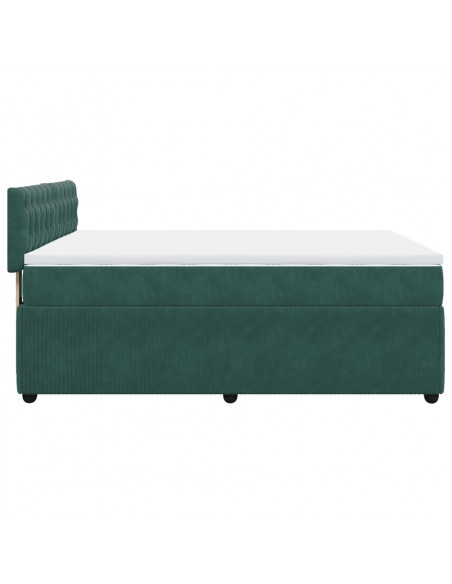 Giroletto a Molle con Materasso Verde Scuro 160x200 cm Velluto