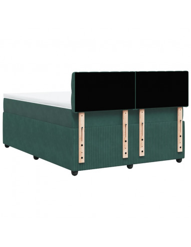 Giroletto a Molle con Materasso Verde Scuro 160x200 cm Velluto