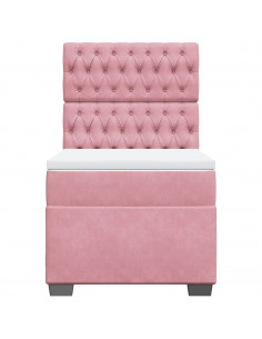 Giroletto a Molle con Materasso Rosa 80x200 cm in Velluto