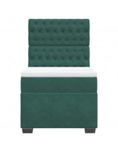 Giroletto a Molle con Materasso Verde Scuro 80x200 cm Velluto