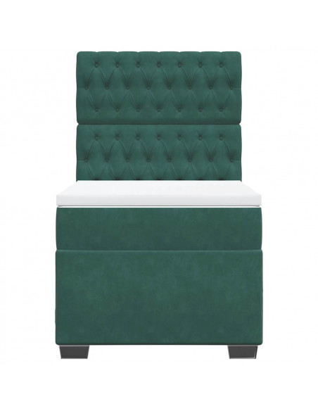 Giroletto a Molle con Materasso Verde Scuro 80x200 cm Velluto