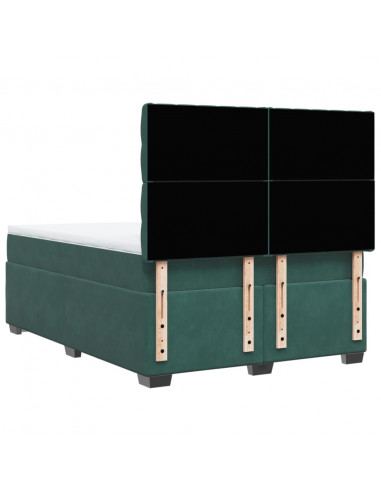 Giroletto a Molle con Materasso Verde Scuro 160x200 cm Velluto