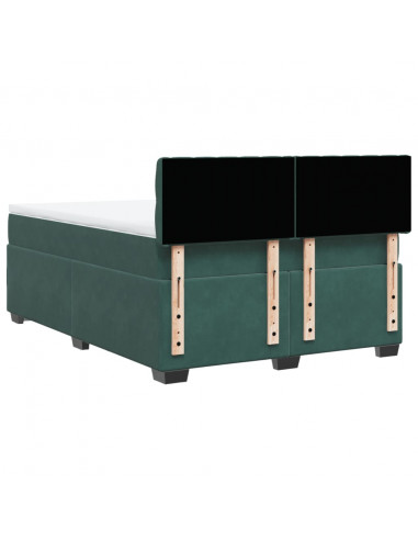 Giroletto a Molle con Materasso Verde Scuro 140x200 cm Velluto