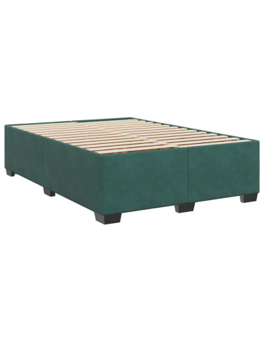 Giroletto a Molle con Materasso Verde Scuro 140x200 cm Velluto