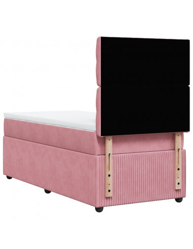 Giroletto a Molle con Materasso Rosa 80x200 cm in Velluto