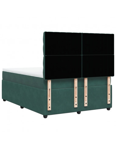 Giroletto a Molle con Materasso Verde Scuro 160x200 cm Velluto