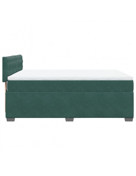 Giroletto a Molle con Materasso Verde Scuro 140x200 cm Velluto