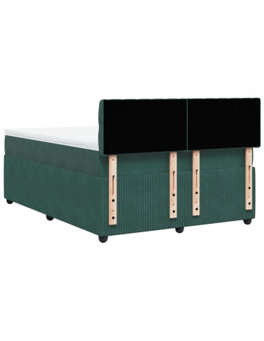 Giroletto a Molle con Materasso Verde Scuro 160x200 cm Velluto