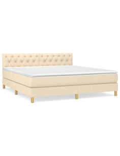 Giroletto a Molle con Materasso Crema 160x200 cm in Tessuto