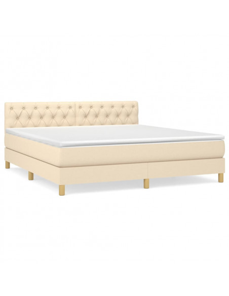 Giroletto a Molle con Materasso Crema 160x200 cm in Tessuto