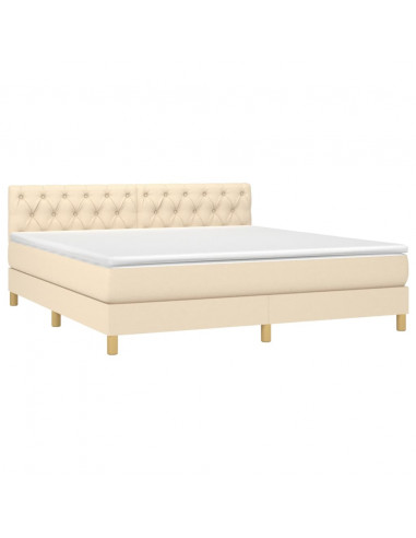 Giroletto a Molle con Materasso Crema 160x200 cm in Tessuto