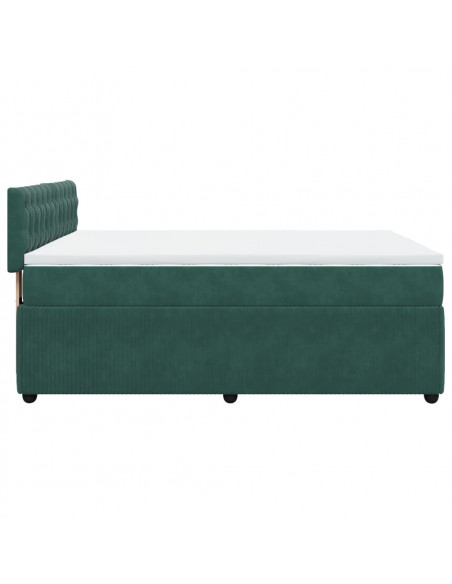 Giroletto a Molle con Materasso Verde Scuro 140x200 cm Velluto