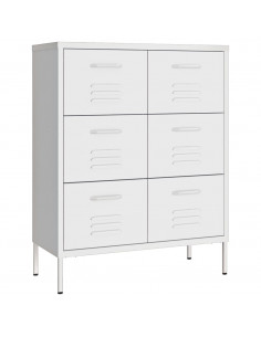 Cassettiera Bianca 80x35x101,5 cm in Acciaio