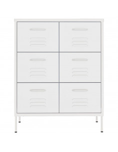 Cassettiera Bianca 80x35x101,5 cm in Acciaio 2