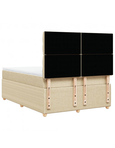 Giroletto a Molle con Materasso Crema 160x200 cm in Tessuto