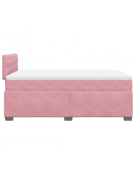 Giroletto a Molle con Materasso Rosa 120x190 cm in Velluto