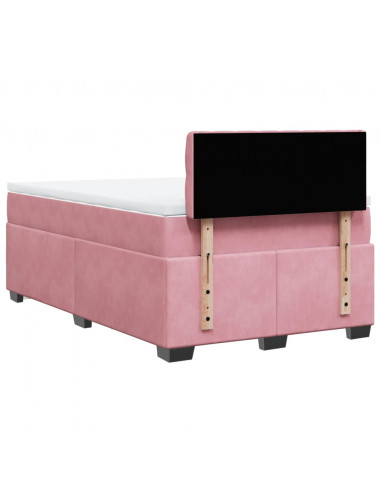 Giroletto a Molle con Materasso Rosa 120x190 cm in Velluto