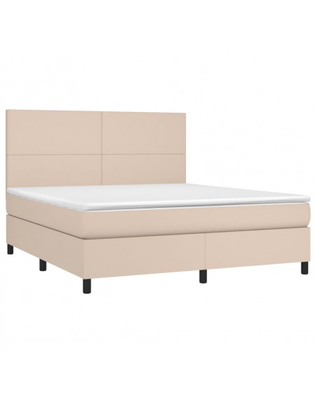 Giroletto Molle Materasso e LED Cappuccino 180x200cm Similpelle