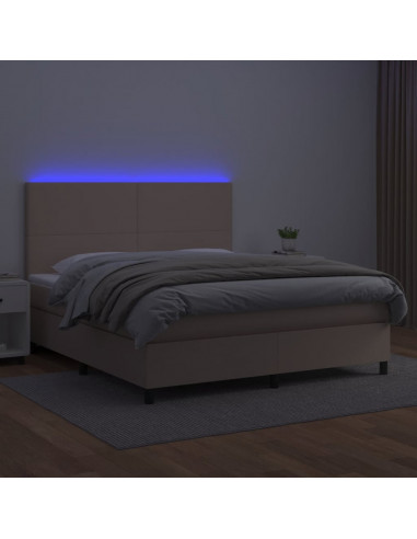 Giroletto Molle Materasso e LED Cappuccino 180x200cm Similpelle