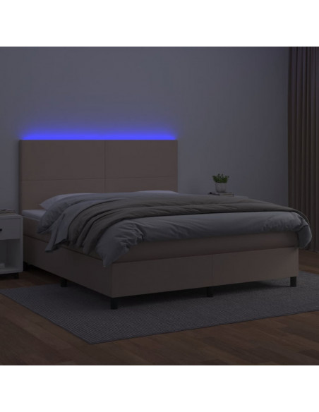 Giroletto Molle Materasso e LED Cappuccino 180x200cm Similpelle