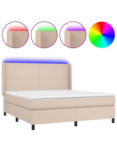 Giroletto Molle Materasso e LED Cappuccino 180x200cm Similpelle