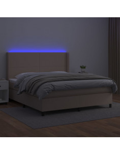 Giroletto Molle Materasso e LED Cappuccino 180x200cm Similpelle 2