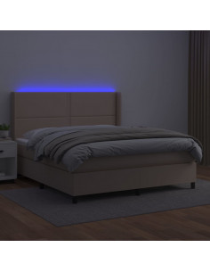 Giroletto Molle Materasso e LED Cappuccino 180x200cm Similpelle 2