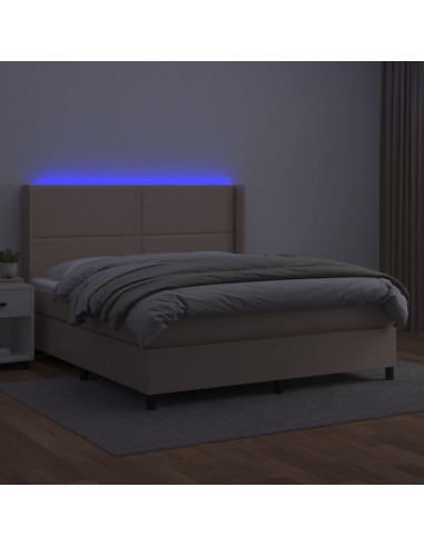Giroletto Molle Materasso e LED Cappuccino 180x200cm Similpelle