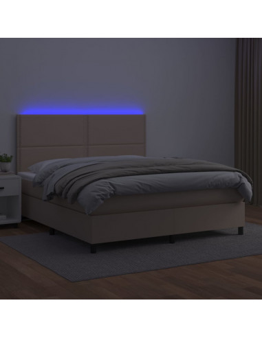 Giroletto Molle Materasso e LED Cappuccino 180x200cm Similpelle