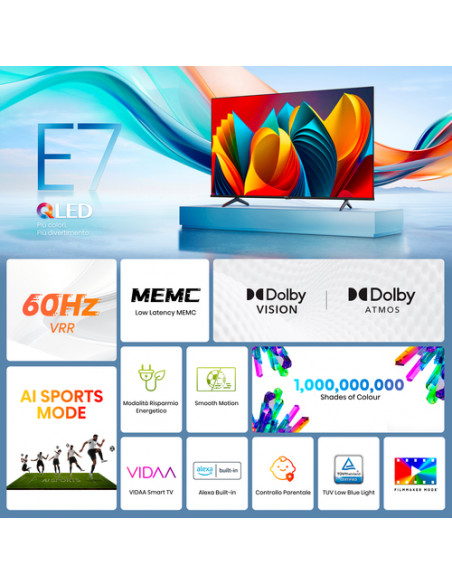 Hisense TV QLED 50" 4K Ultra HD 50E7NQ