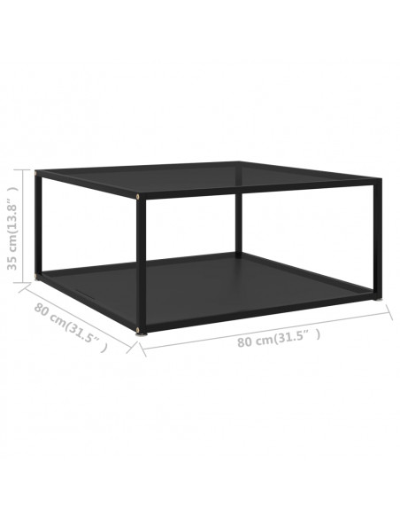 322893  Coffee Table Black 80x80x35 cm Tempered Glass