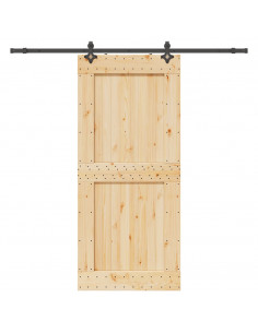 Porta Scorrevole con Set Hardware 100x210cm Legno Massello Pino