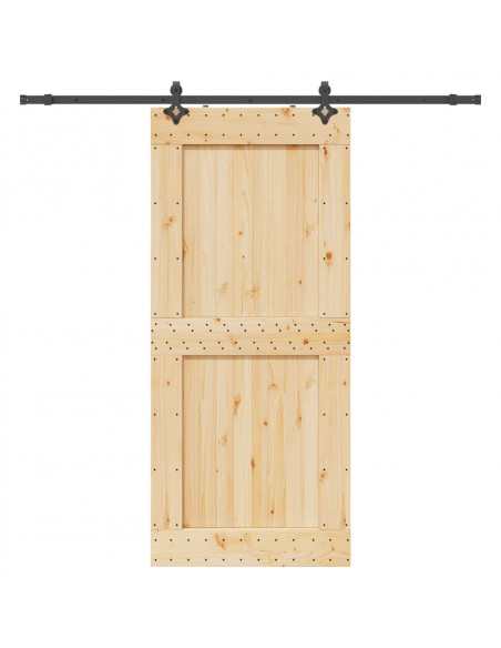 Porta Scorrevole con Set Hardware 100x210cm Legno Massello Pino
