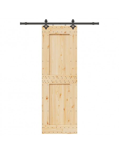 Porta Scorrevole con Set Hardware 70x210 cm Legno Massello Pino
