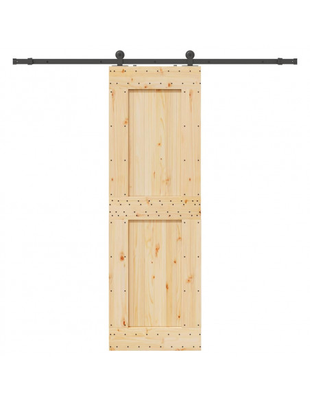 Porta Scorrevole con Set Hardware 70x210 cm Legno Massello Pino