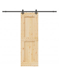 Porta Scorrevole con Set Hardware 70x210 cm Legno Massello Pino