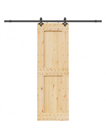 Porta Scorrevole con Set Hardware 70x210 cm Legno Massello Pino