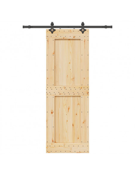 Porta Scorrevole con Set Hardware 80x210 cm Legno Massello Pino