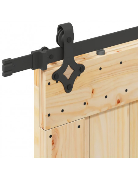 Porta Scorrevole con Set Hardware 80x210 cm Legno Massello Pino