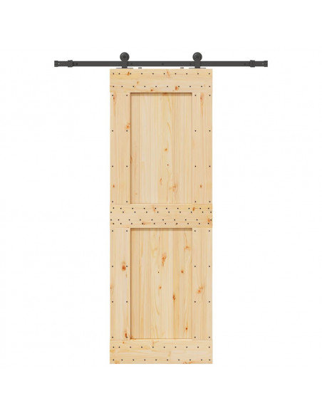 Porta Scorrevole con Set Hardware 80x210 cm Legno Massello Pino